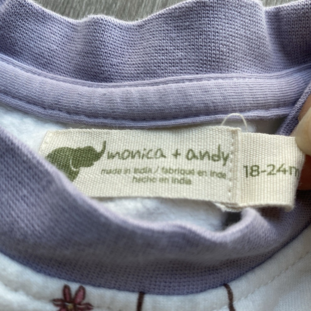 Monica + Andy White & Purple Bunny Rabbit Top with Ruffled Detail 18-24 Months - Picture 4 of 5